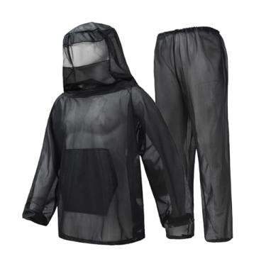 Imagem de Esquirla Conjunto de macacão de apicultor para proteção total, respirável e confortável, para pesca, caminhadas ao ar livre, quintal e jardim, M L Black