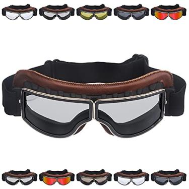 Imagem de Peicees Óculos de motocicleta à prova de poeira, óculos vintage, motociclismo, mountain bike, quadriciclos, motocross