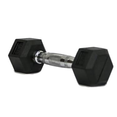 Imagem de HALTER DUMBELL EMBORRACHADO SEXTAVADO CROMADO RAE 7KG