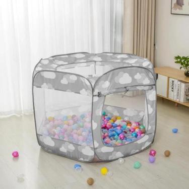Imagem de Tenda De Brincar Cinza De 6 Lados Para Crianças, Piscina De Bolas, Int