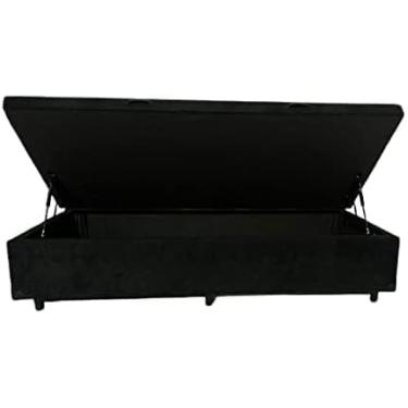 Imagem de Cama Box baú solteiro corino preto com pistao a gás (Preto)