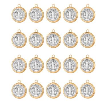 Imagem de COTTVOTT Peças centrais para medalhas de São Bento com 3 furos, pingente de amuleto de proteção contra o mal para colar de rosário faça você mesmo, suprimentos para fabricação de joias femininas e