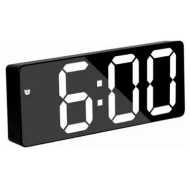 Imagem de Relógio Digital de Mesa LED, USB, Despertador com Alarme e Soneca, Medidor de Temperatura, Display Grande, Preto