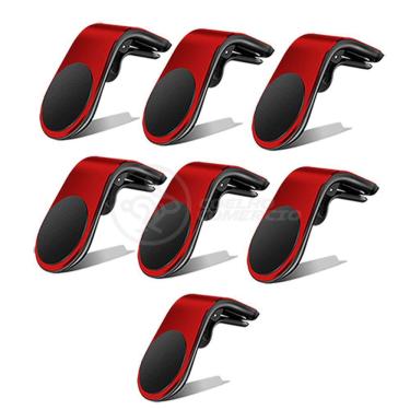 Imagem de Kit 7 Suporte Adaptador Magnético Veicular Universal Clip Car Holder Para Painel De Carro Tipo L  - VERMELHO