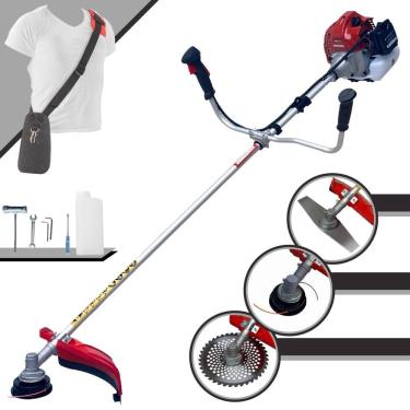 Imagem de Roçadeira Máquina de Cortar Grama À Gasolina Kawashima BCJ431-L 2T 43cc 1,7HP de Alta Performance Com Carretel Nylon + Faca 2 Pontas + Faca 40 Dentes