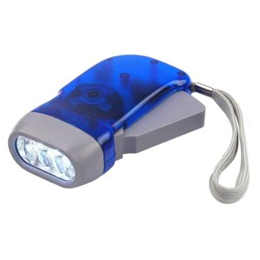 Imagem de Mini Lanterna Dínamo Portátil 3 Leds Com Carga Manual Sem Uso De Pilhas Azul