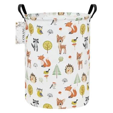 Imagem de FANKANG Cesta de armazenamento, cesto de roupa suja de lona dobrável com revestimento PE impermeável cestas grandes de armazenamento para crianças, meninos e meninas, escritório, quarto, roupas