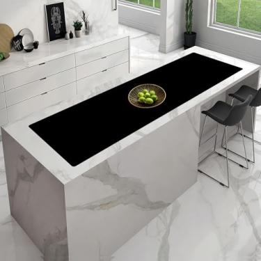 Imagem de Jogo americano grande de silicone, tapete protetor de bancada extra grande de 190 x 40 cm, tapete resistente ao calor para bancada antiderrapante, tapetes de silicone para bancada/artesanato, preto