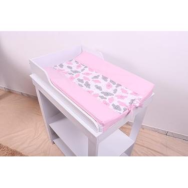 Imagem de Trocador De Bebê Anatômico Luxo Cômoda Com Capa Plástica Padrão Americano Várias Estampas (Gota Rosa, Tamanho P)
