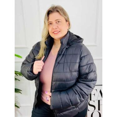 Imagem de Jaqueta Feminina Forrada Puffer Com Touca Removível Plus Size 628026 -