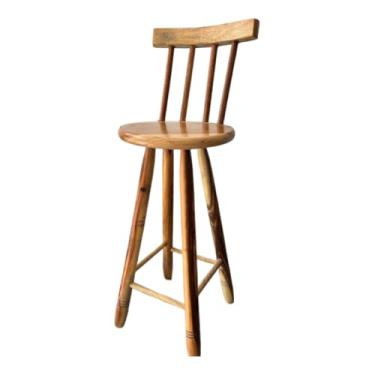 Imagem de Banquinho Madeira Maciça 70cm Alt com Encosto Banqueta Tamborete Banco Alto(SEM VERNIZ)