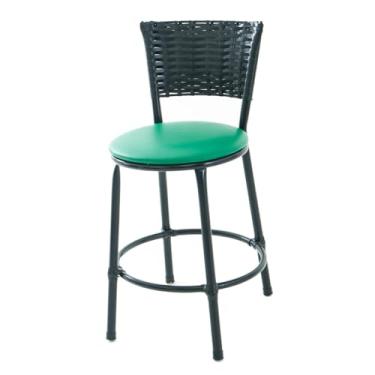 Imagem de Banqueta Baixa de Fibra Sintética com Assento em Napa, Preto (VERDE)