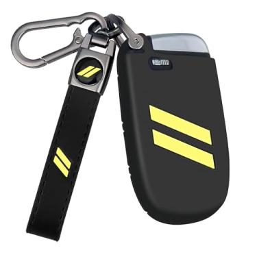 Imagem de Mild East Capa para Dodge Key Fob com chaveiro de barra dupla, capa de chave de carro compatível com Dodge Charger Challenger Cherokee Dart Durango Trailhawk Grand RAM Renegade Journey, 5 botões