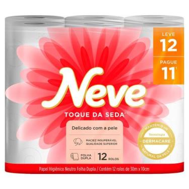 Imagem de Papel Higiênico Neve Toque da Seda Neutro Folha Dupla 30m Leve 12 Pagu