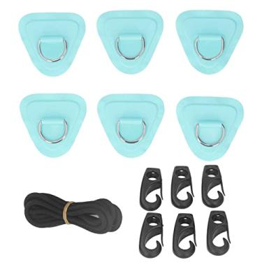 Imagem de 6pcs PVC D Ring Patch Rane elástico Conjunto, aço inoxidável D Patch de bungee de bungee para barcos infláveis ​​canoas caiaques Surfboards Paddle vertical Padrões (Ciano)