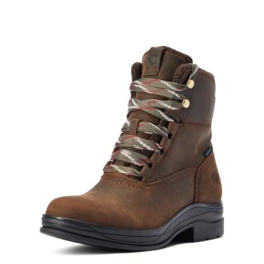 Imagem de Ariat Bota feminina Harper impermeável bico redondo com cadarço salto baixo 2,5-5 cm - marrom, Chocolate, 38