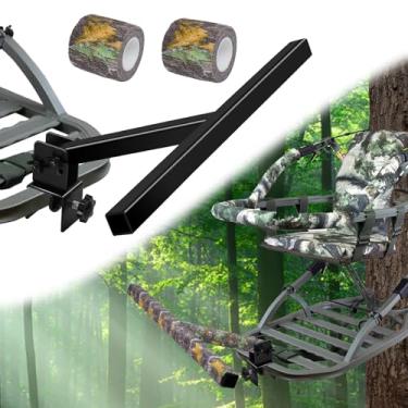 Imagem de Mofuiry Kits de apoio para os pés de metal Treestands, apoio para os pés de caça e escalada em ângulo ajustável com fita camuflada à prova de ferrugem para descanso de pés acessórios de suporte de