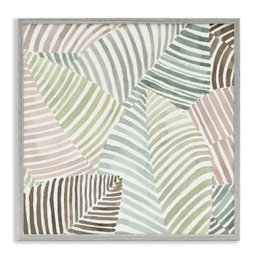 Imagem de Stupell Industries Desenho de arte giclée emoldurado cinza ilusão de folhagem listrada por Errico & Slyp, 17 x 17