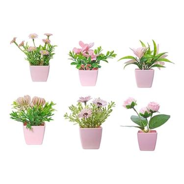 Imagem de Baoblaze 6x Vasos Artificiais para Decoração de Flores, Verduras, Flores Falsas com Vaso, Mini Vasos de Plantas para Sala de Jantar, Prateleira, Mesa de Festa, Style B