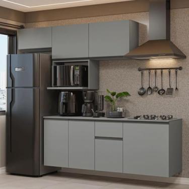 Imagem de Armário de Cozinha Completa 240 cm Suspensa Cinza Nice Madesa 07