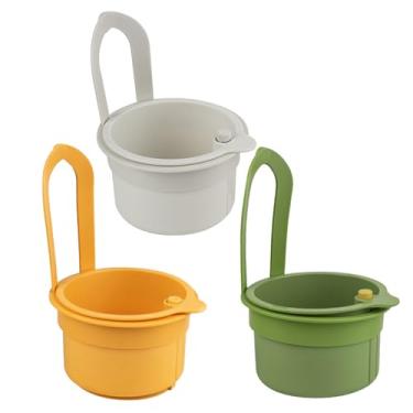 Imagem de Cesta de coador de pia de cozinha, cesta de filtro de pia de 3 peças, botão de pressão para pendurar, apanhador de alimentos, silicone removível para lavagem/organizador na cozinha, apanhador de