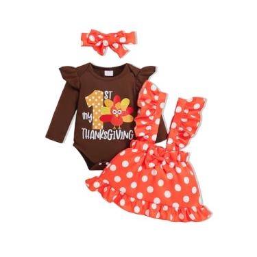 Imagem de Doresbebe Conjunto de macaquinho e saia infantil para bebês recém-nascidos, dia das bruxas, dia das bruxas, dia das bruxas, Marrom-laranja, 0-3 Months