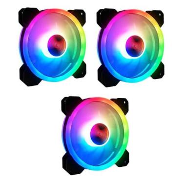 Imagem de Kit 3 Cooler Fan Rgb 120mm 12cm Dupla Face Para Gabinete - Xway, RGB
