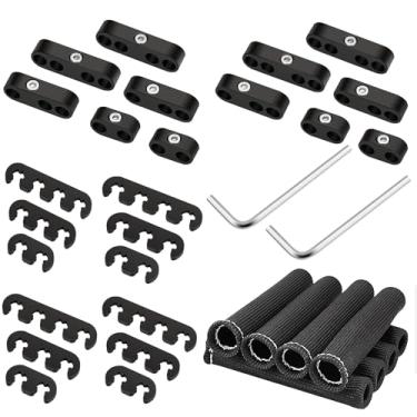 Imagem de Baieasy Kit separador de fios de vela de ignição de 24 peças com 8 peças de mangas de proteção térmica, conjunto de clipe divisor de fio de ignição, serve para fios de 7 mm e 8 mm, com chave tipo L