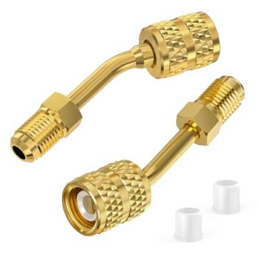 Imagem de CALPOSE Adaptador R410a, Mini Adaptador Dividido com Dedal de Ângulo de 45°, Acoplador Rápido Fêmea de 5/40.6 cm para Connecotor Flare Macho de 1/4 Polegada para Mini Sistema Dividido de Ar