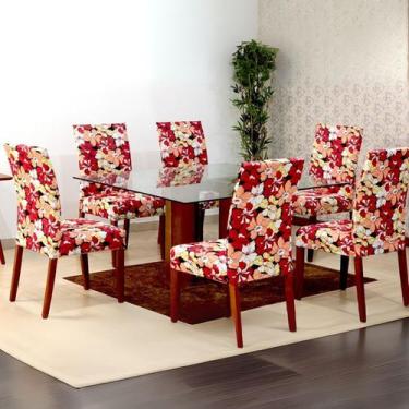 Imagem de Kit 6 Capas para Cadeiras de Jantar Floral Decorativas - Decoralle