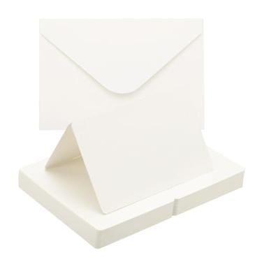 Imagem de PATIKIL Cartões e envelopes em branco 10 x 15 cm, conjunto de 50 cm x 15 cm de espessura, cartolina dobrada em branco e envelopes imprimíveis, cartões comemorativos para convites de casamento