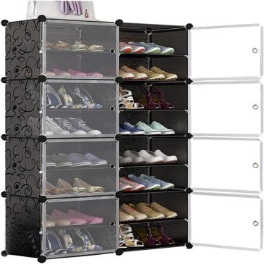 Imagem de Sapateira Dupla Gigante Armario Modular Ajustavel Organizador 16 Prateleiras Porta Sapatos Brinquedos Roupas Grande 32 P