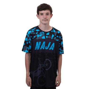 Imagem de Camiseta Masculina Hupi Naja Preto/azul, Cor: Preto/azul, Tamanho: M