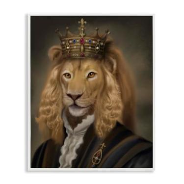 Imagem de Stupell Industries Rei Real Leão Branco Emoldurado Giclée Design de Arte por Matthew Piotrowicz, 76 x 61 cm