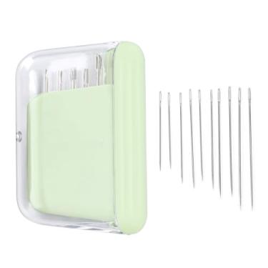 Imagem de Haofy Caixa de Agulha Magnética, Portador de Agulha Organizador de Agulha Organizador Portátil Mini Caixa de Armazenamento de Costura Com 10 Agulhas para Costurar Artesanato Artesanal (GREEN)