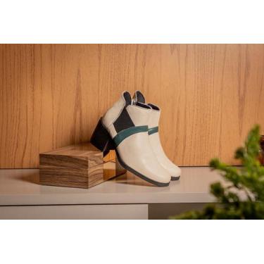 Imagem de Suelen Classica Em Plume Off White/Plume Militar Com Sola Em Salto Bai