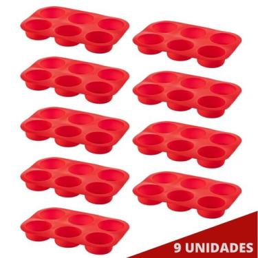 Imagem de Jogo 9 Assadeira 6 CupCakes Silicone Antiaderente Sortida - QUALITY HO