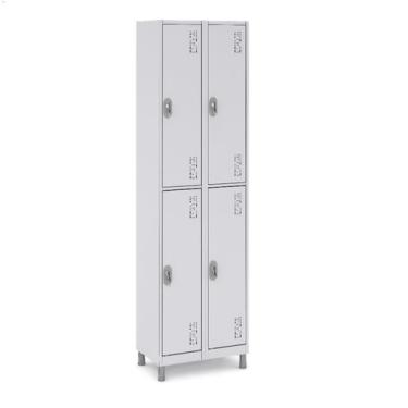 Imagem de Roupeiro Aço 4 Portas 191x85x40Cm Academia Vestiário Tranca - W3, Cinz