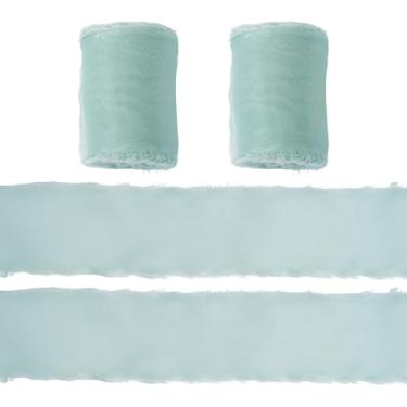 Imagem de Spritewelry Fita de chiffon de organza de 10 metros 40 mm fita decorativa verde claro seda como franjas fitas de tecido para casamento, buquês de flores, arcos de embrulho de presente, decorações