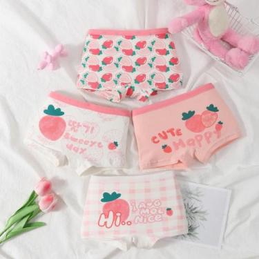 Imagem de Calcinhas De Algodão Para Meninas, Boxers Infantis, Tamanhos Pequeno, 