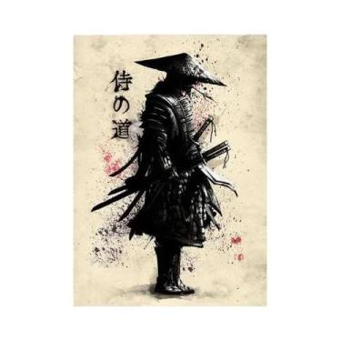 Imagem de Pôsteres De Arte De Parede De Samurai Japonês Moderno, Preto E Branco,