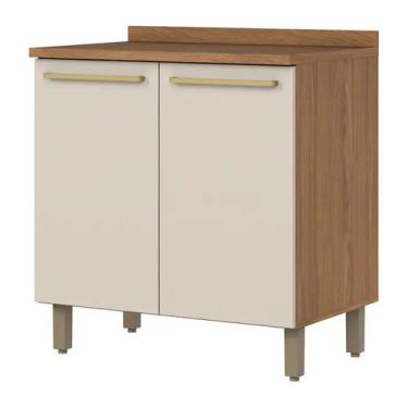 Imagem de Balcão Requinte com Tampo 2 Portas 80cm MDP MDF Henn, NATURE/AREIA HP