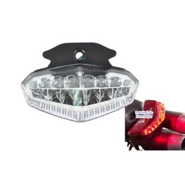 Imagem de Adequado para Ducati 2010-2011-2012 Hepermotard 1100 EVO/ 1100 EVO SP/ Hypermotard 796; 2008-2009 Hypermotard 1100 / 1100S; luz traseira de freio de LED + seta integrada (transparente, flash LED