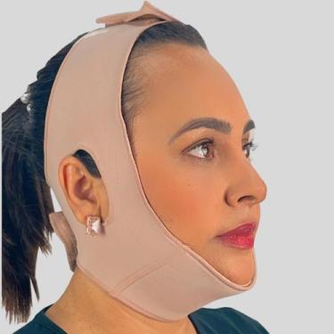 Imagem de Faixa Para Lipo De Papada Lifting Facial Mentoneira New Form, M, Marro
