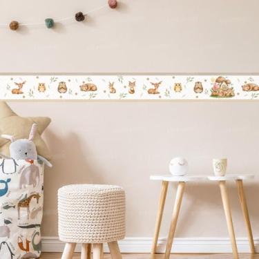 Imagem de Adesivo Faixa Infantil Bosque 03 Animais Floresta Decoração Quarto Lavável Criança Parede Bebê Menina Menino
