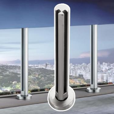 Imagem de Poste De Corrimão De Vidro Redondo De Balaustrada Para Terraço De Varanda Exterior, Postes De Balaustrada De Vidro Comercial Residencial, Altura De 65/75/85/95/105 / 115cm