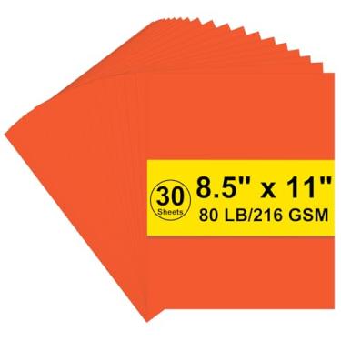 Imagem de Cartolina 8,5 x 11, 216gsm capa cartolina laranja, 36 kg, cartolina pesada para impressora, álbum de recortes, Natal (cartolina laranja, 30 folhas)