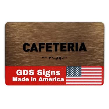 Imagem de Placa de cafeteria - Placa utilitária compatível com ADA, letras elevadas, braille de grau 2, certificado de inspeção TCO, pronto para instalação, bronze escovado (17 cm L x 10 cm A)