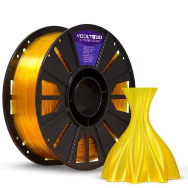 Imagem de Filamento 3D PETG HF 1.75mm Voolt3D 1kg - Alta Fluidez, Resistência e Brilho - Compatível com Todas as Impressoras 3D (Amarelo Ouro Translúcido)