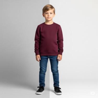 Imagem de Blusa de Frio Moletom Infantil Bordo Flanelado lisa Menina e Menino 4 